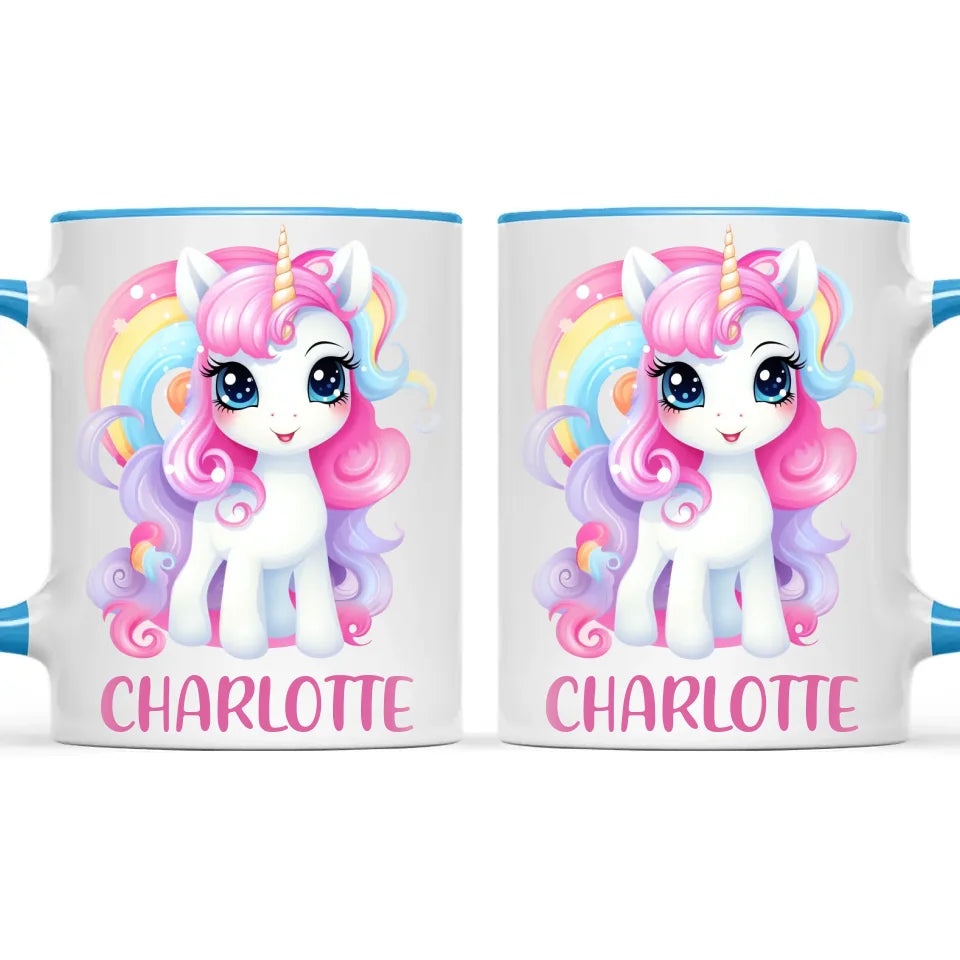 Personalised with Name, Magical Unicorn Kids Mug – Custom Unicorn Cup for Children – Available in 11oz, 6oz & Enamel Options
