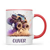 Personalised with Name, Monster Truck Adventure Kids Mug – Custom Off-Road Racing Cup for Children – Available in 11oz, 6oz & Enamel Options