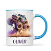 Personalised with Name, Monster Truck Adventure Kids Mug – Custom Off-Road Racing Cup for Children – Available in 11oz, 6oz & Enamel Options