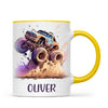 Personalised with Name, Monster Truck Adventure Kids Mug – Custom Off-Road Racing Cup for Children – Available in 11oz, 6oz & Enamel Options