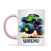 Personalised with Name, Green Monster Truck Kids Mug – Custom Off-Road 4x4 Cup for Children – Available in 11oz, 6oz & Enamel Options