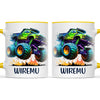 Personalised with Name, Green Monster Truck Kids Mug – Custom Off-Road 4x4 Cup for Children – Available in 11oz, 6oz & Enamel Options