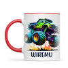 Personalised with Name, Green Monster Truck Kids Mug – Custom Off-Road 4x4 Cup for Children – Available in 11oz, 6oz & Enamel Options