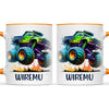Personalised with Name, Green Monster Truck Kids Mug – Custom Off-Road 4x4 Cup for Children – Available in 11oz, 6oz & Enamel Options