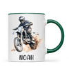Personalised with Name, Motocross Rider Kids Mug – Customised Dirt Bike Racing Cup for Children – Available in 11oz, 6oz & Enamel Options