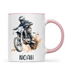 Personalised with Name, Motocross Rider Kids Mug – Customised Dirt Bike Racing Cup for Children – Available in 11oz, 6oz & Enamel Options