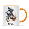 Personalised with Name, Motocross Rider Kids Mug – Customised Dirt Bike Racing Cup for Children – Available in 11oz, 6oz & Enamel Options