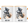 Personalised with Name, Motocross Rider Kids Mug – Customised Dirt Bike Racing Cup for Children – Available in 11oz, 6oz & Enamel Options