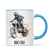 Personalised with Name, Motocross Rider Kids Mug – Customised Dirt Bike Racing Cup for Children – Available in 11oz, 6oz & Enamel Options