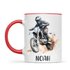 Personalised with Name, Motocross Rider Kids Mug – Customised Dirt Bike Racing Cup for Children – Available in 11oz, 6oz & Enamel Options