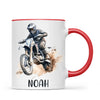 Personalised with Name, Motocross Rider Kids Mug – Customised Dirt Bike Racing Cup for Children – Available in 11oz, 6oz & Enamel Options