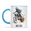 Personalised with Name, Motocross Rider Kids Mug – Customised Dirt Bike Racing Cup for Children – Available in 11oz, 6oz & Enamel Options