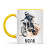 Personalised with Name, Motocross Rider Kids Mug – Customised Dirt Bike Racing Cup for Children – Available in 11oz, 6oz & Enamel Options