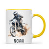 Personalised with Name, Motocross Rider Kids Mug – Customised Dirt Bike Racing Cup for Children – Available in 11oz, 6oz & Enamel Options