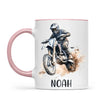 Personalised with Name, Motocross Rider Kids Mug – Customised Dirt Bike Racing Cup for Children – Available in 11oz, 6oz & Enamel Options