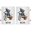 Personalised with Name, Motocross Rider Kids Mug – Customised Dirt Bike Racing Cup for Children – Available in 11oz, 6oz & Enamel Options