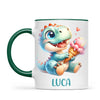 Personalised with Name, Dinosaur Ice Cream Kids Mug – Customised Cute Dino Cup for Children – Available in 11oz, 6oz & Enamel Options