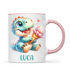 Personalised with Name, Dinosaur Ice Cream Kids Mug – Customised Cute Dino Cup for Children – Available in 11oz, 6oz & Enamel Options