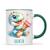 Personalised with Name, Dinosaur Ice Cream Kids Mug – Customised Cute Dino Cup for Children – Available in 11oz, 6oz & Enamel Options