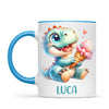 Personalised with Name, Dinosaur Ice Cream Kids Mug – Customised Cute Dino Cup for Children – Available in 11oz, 6oz & Enamel Options