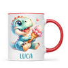 Personalised with Name, Dinosaur Ice Cream Kids Mug – Customised Cute Dino Cup for Children – Available in 11oz, 6oz & Enamel Options