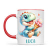 Personalised with Name, Dinosaur Ice Cream Kids Mug – Customised Cute Dino Cup for Children – Available in 11oz, 6oz & Enamel Options