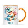 Personalised with Name, Dinosaur Ice Cream Kids Mug – Customised Cute Dino Cup for Children – Available in 11oz, 6oz & Enamel Options