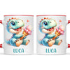 Personalised with Name, Dinosaur Ice Cream Kids Mug – Customised Cute Dino Cup for Children – Available in 11oz, 6oz & Enamel Options