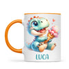 Personalised with Name, Dinosaur Ice Cream Kids Mug – Customised Cute Dino Cup for Children – Available in 11oz, 6oz & Enamel Options