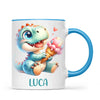 Personalised with Name, Dinosaur Ice Cream Kids Mug – Customised Cute Dino Cup for Children – Available in 11oz, 6oz & Enamel Options