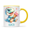 Personalised with Name, Dinosaur Ice Cream Kids Mug – Customised Cute Dino Cup for Children – Available in 11oz, 6oz & Enamel Options