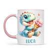 Personalised with Name, Dinosaur Ice Cream Kids Mug – Customised Cute Dino Cup for Children – Available in 11oz, 6oz & Enamel Options