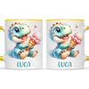 Personalised with Name, Dinosaur Ice Cream Kids Mug – Customised Cute Dino Cup for Children – Available in 11oz, 6oz & Enamel Options