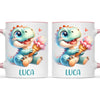 Personalised with Name, Dinosaur Ice Cream Kids Mug – Customised Cute Dino Cup for Children – Available in 11oz, 6oz & Enamel Options