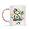 Personalised with Name, Dinosaur Kids Mug – Customised Prehistoric-Themed Cup – Available in 11oz, 6oz & Enamel Options