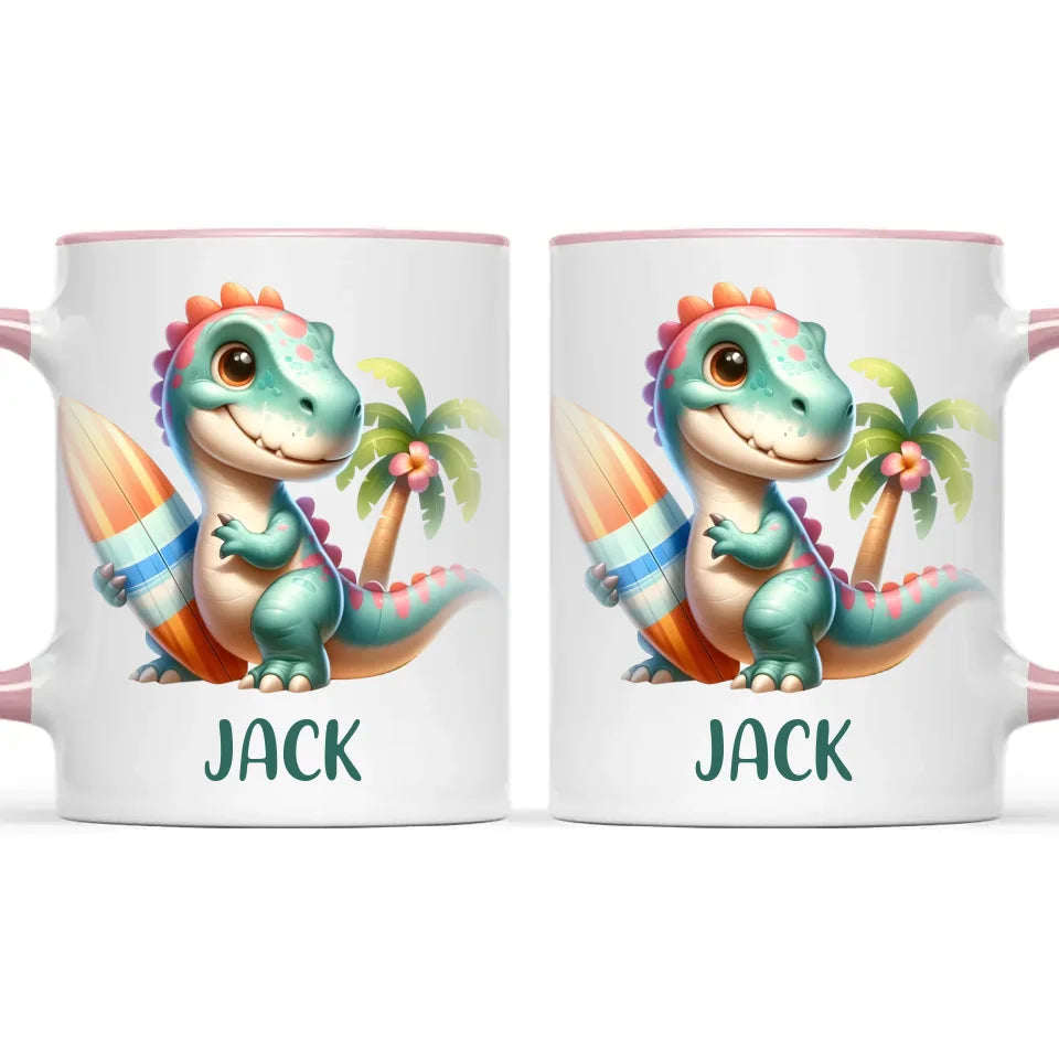 Personalised with Name, Dinosaur Kids Mug – Customised Prehistoric-Themed Cup – Available in 11oz, 6oz & Enamel Options