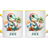 Personalised with Name, Dinosaur Kids Mug – Customised Prehistoric-Themed Cup – Available in 11oz, 6oz & Enamel Options