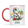 Personalised with Name, Dinosaur Kids Mug – Customised Prehistoric-Themed Cup – Available in 11oz, 6oz & Enamel Options