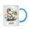 Personalised with Name, Dinosaur Kids Mug – Customised Prehistoric-Themed Cup – Available in 11oz, 6oz & Enamel Options