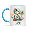 Personalised with Name, Dinosaur Kids Mug – Customised Prehistoric-Themed Cup – Available in 11oz, 6oz & Enamel Options