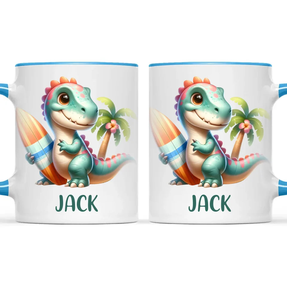 Personalised with Name, Dinosaur Kids Mug – Customised Prehistoric-Themed Cup – Available in 11oz, 6oz & Enamel Options