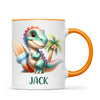 Personalised with Name, Dinosaur Kids Mug – Customised Prehistoric-Themed Cup – Available in 11oz, 6oz & Enamel Options