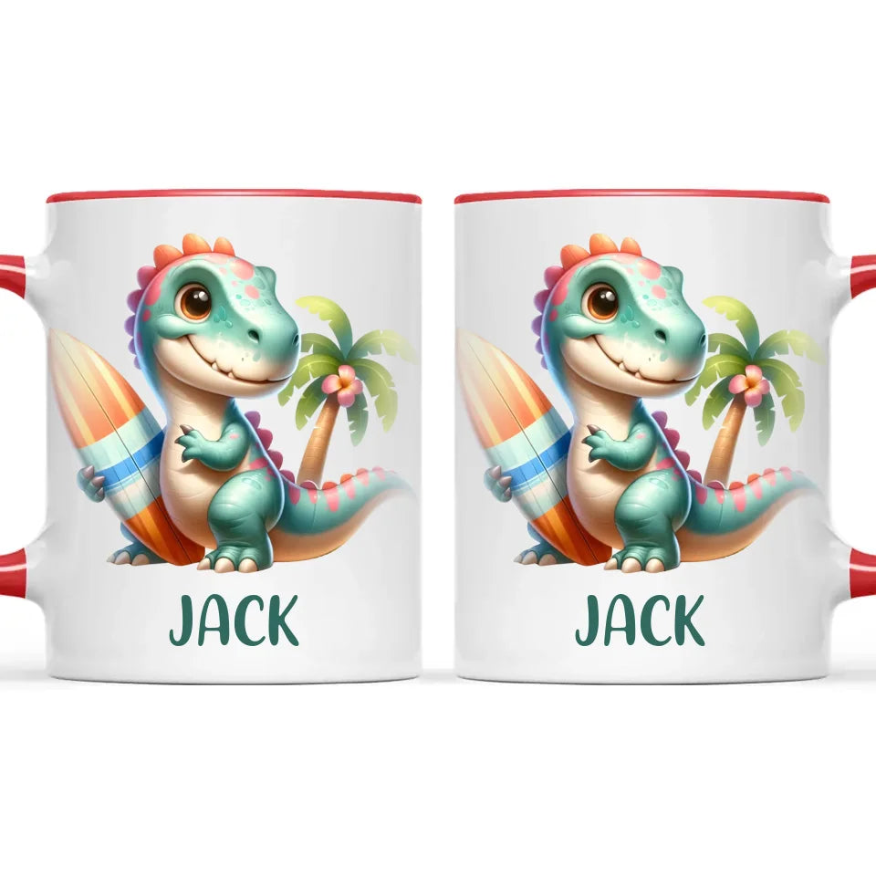 Personalised with Name, Dinosaur Kids Mug – Customised Prehistoric-Themed Cup – Available in 11oz, 6oz & Enamel Options