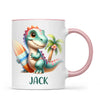 Personalised with Name, Dinosaur Kids Mug – Customised Prehistoric-Themed Cup – Available in 11oz, 6oz & Enamel Options