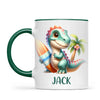 Personalised with Name, Dinosaur Kids Mug – Customised Prehistoric-Themed Cup – Available in 11oz, 6oz & Enamel Options