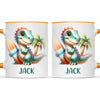 Personalised with Name, Dinosaur Kids Mug – Customised Prehistoric-Themed Cup – Available in 11oz, 6oz & Enamel Options
