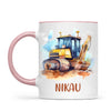 Personalised with Name, Bulldozer Kids Mug – Customised Construction-Themed Cup – Available in 11oz, 6oz & Enamel Options