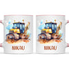 Personalised with Name, Bulldozer Kids Mug – Customised Construction-Themed Cup – Available in 11oz, 6oz & Enamel Options