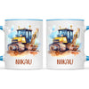 Personalised with Name, Bulldozer Kids Mug – Customised Construction-Themed Cup – Available in 11oz, 6oz & Enamel Options