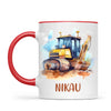 Personalised with Name, Bulldozer Kids Mug – Customised Construction-Themed Cup – Available in 11oz, 6oz & Enamel Options